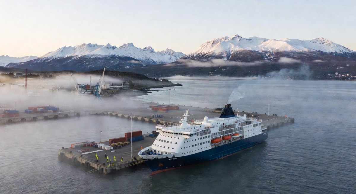 Port of Ushuaia, Tierra del Fuego, where the MV Hondius cruise ship departed before the hantavirus outbreak