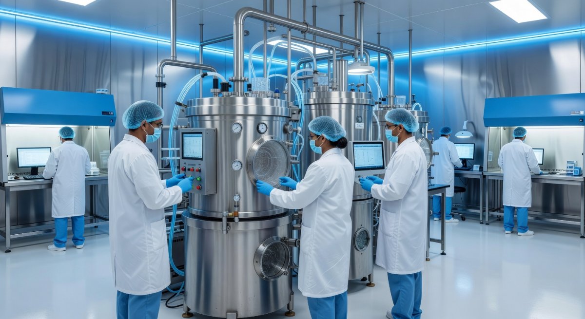 CAR-T cell manufacturing process at ImmunoACT facility in Navi Mumbai, India