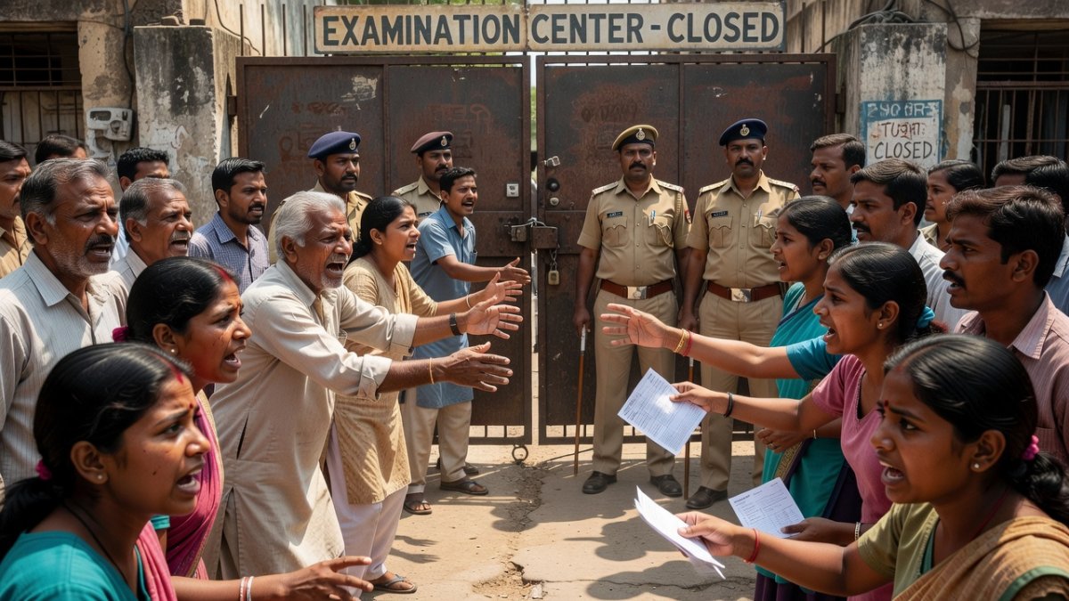 Parents and students outside NEET centres on June 21