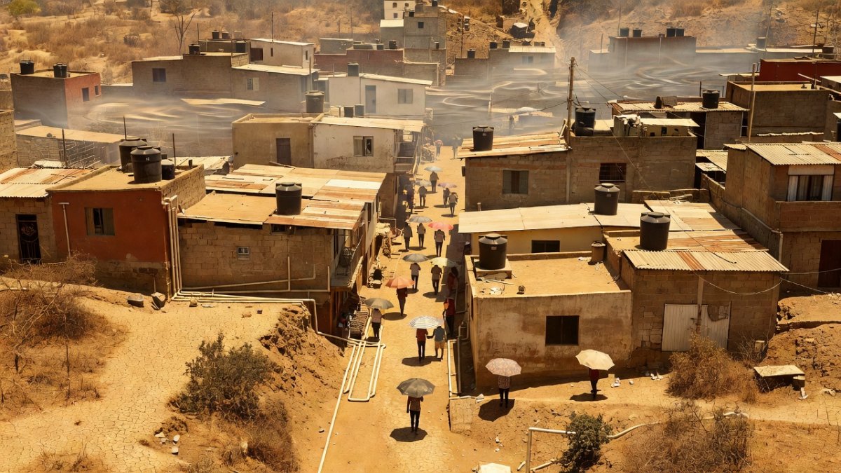 Latin American urban neighborhood under extreme heat conditions