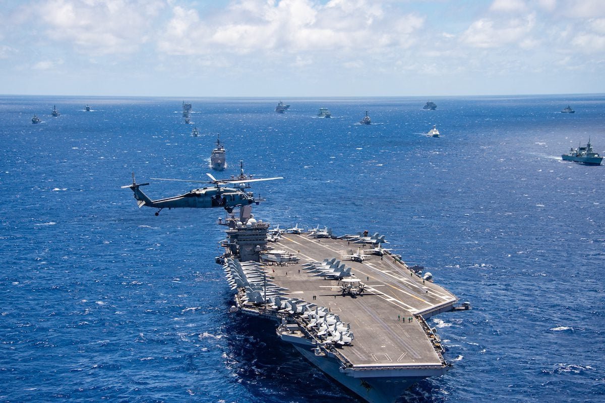 US Navy carrier and South Korean Aegis destroyer during RIMPAC exercise