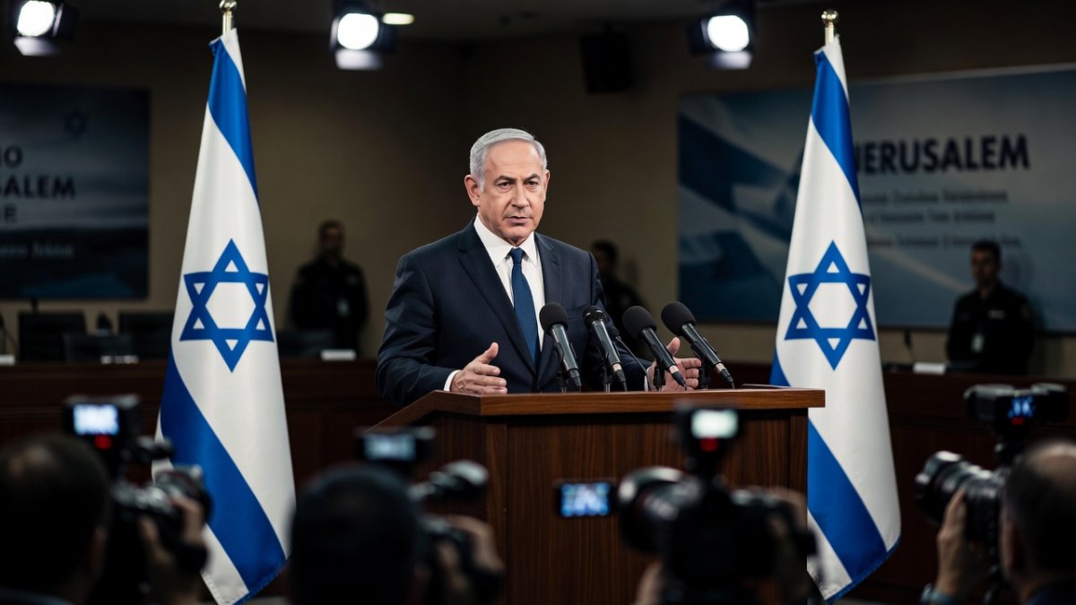 Netanyahu addressing the nation following the US-Iran peace deal announcement