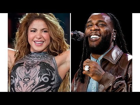 Shakira in yellow bodysuit and Burna Boy in denim during the Estadio Azteca performance