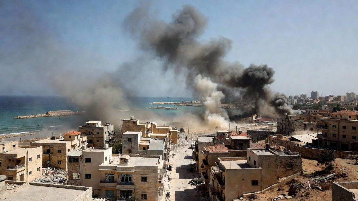 Smoke rising over the Lebanese city of Tyre following Israeli airstrikes