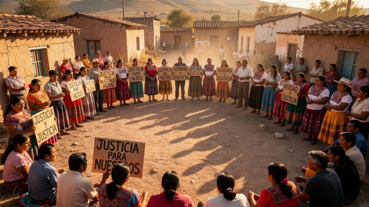 Raramuri families gathered near federal road projects in the Sierra Tarahumara