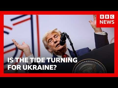 Trump addressing reporters at the G7 summit in Evian-les-Bains, France
