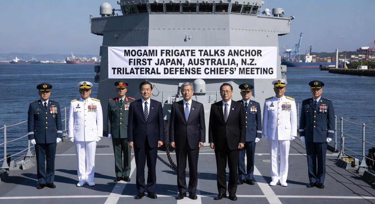 Mogami frigate talks anchor first Japan, Australia, N.Z. trilateral defense chiefs’ meeting