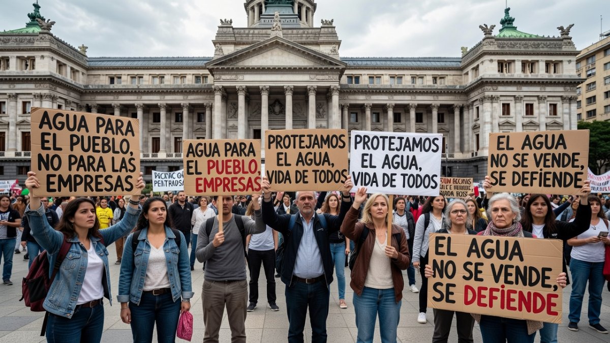 Protesters in Buenos Aires against glacier law reform