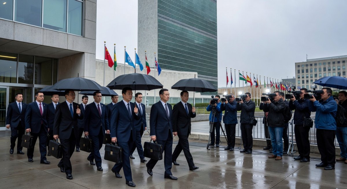 Chinese delegation at the United Nations Headquarters in New York