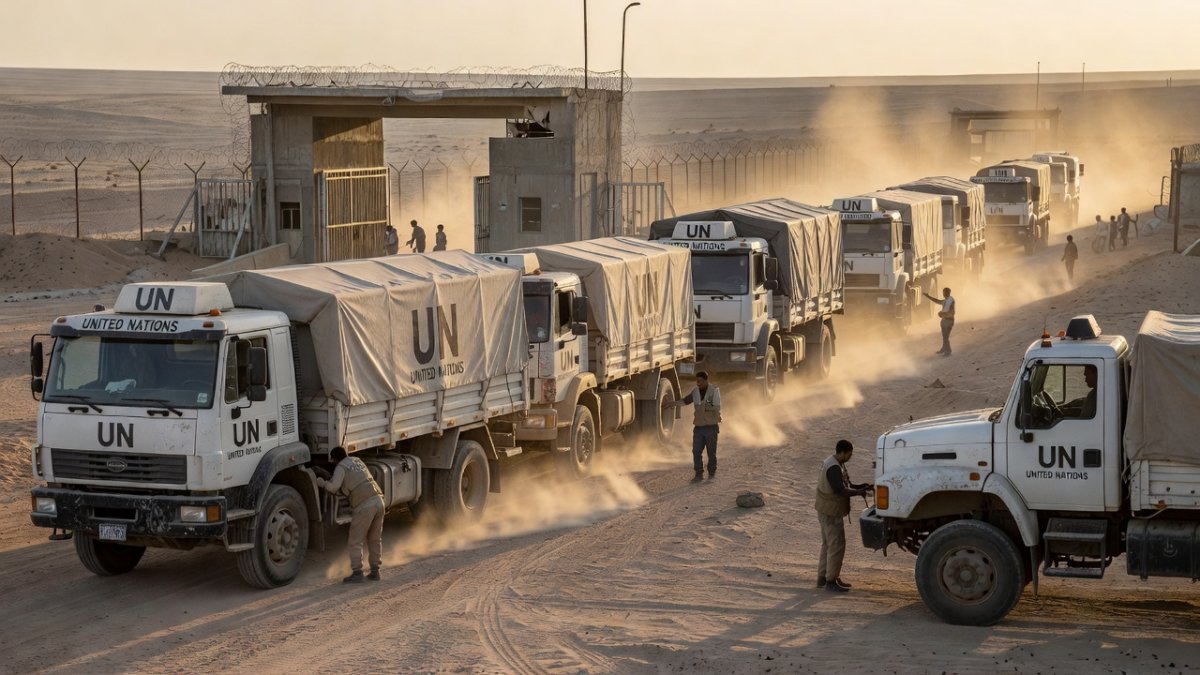 Humanitarian aid at Gaza border crossing