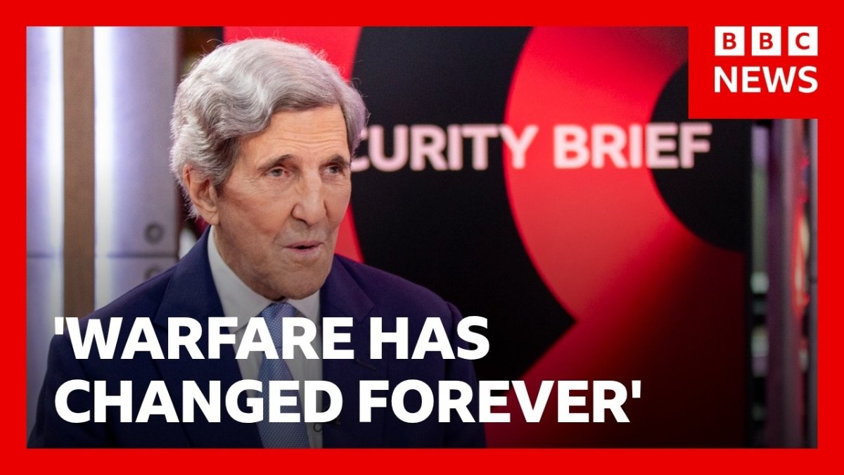BBC News The Security Brief thumbnail showing John Kerry and Christian Fraser