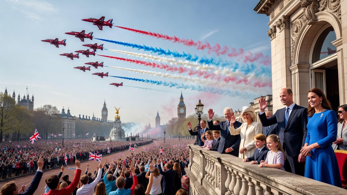 RAF Red Arrows flypast over Buckingham Palace during Trooping the Colour 2026