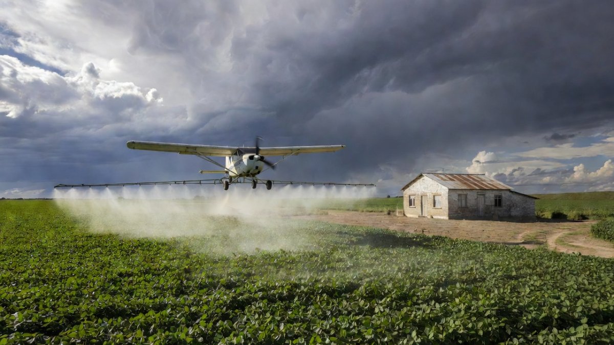 Soy fields being fumigated near rural school in Argentina