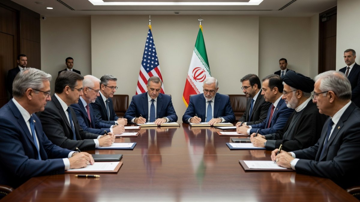 US and Iranian officials at the diplomatic table during negotiations for the 14-point Memorandum of Understanding