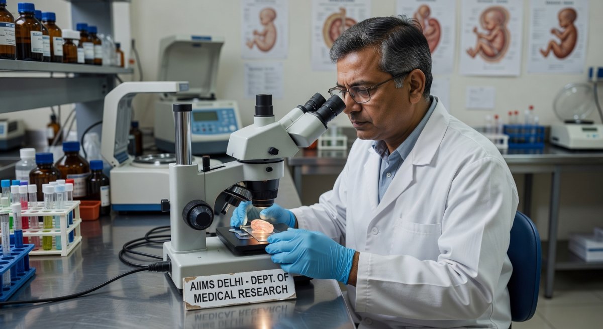 Research laboratory at AIIMS Delhi where the placental pollution study was conducted