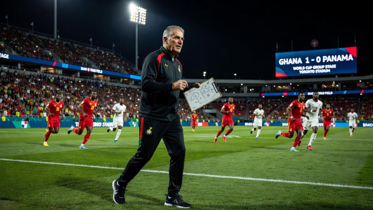 Carlos Queiroz on the sidelines during Ghana's World Cup match against Panama