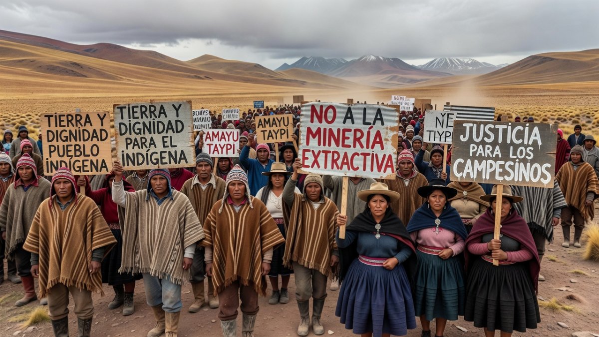 Indigenous farmers and miners protesting in Bolivia