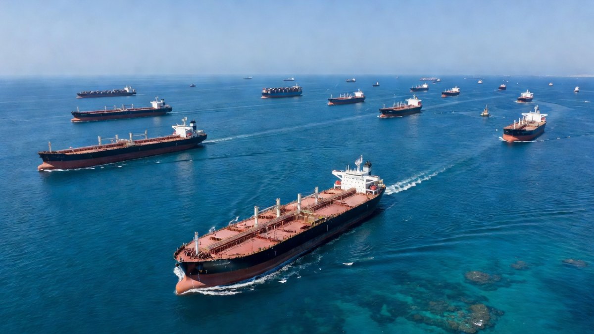 Oil tankers in the Strait of Hormuz, critical global energy chokepoint