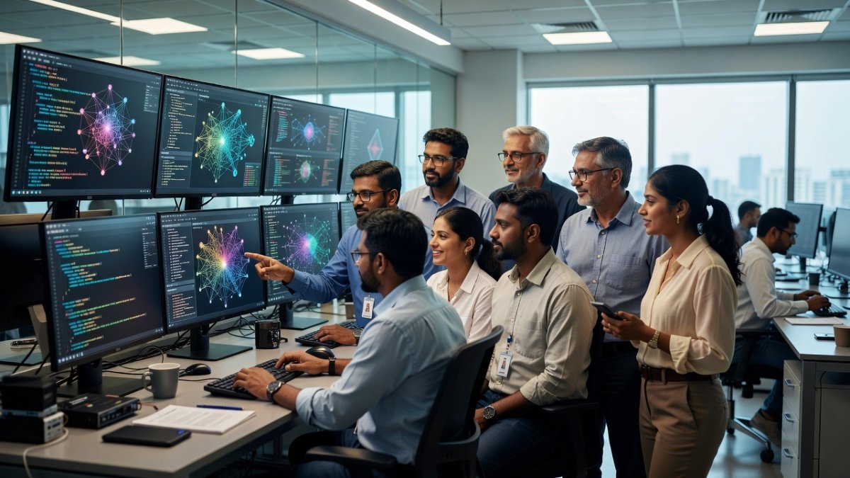 Indian tech professionals working on AI systems