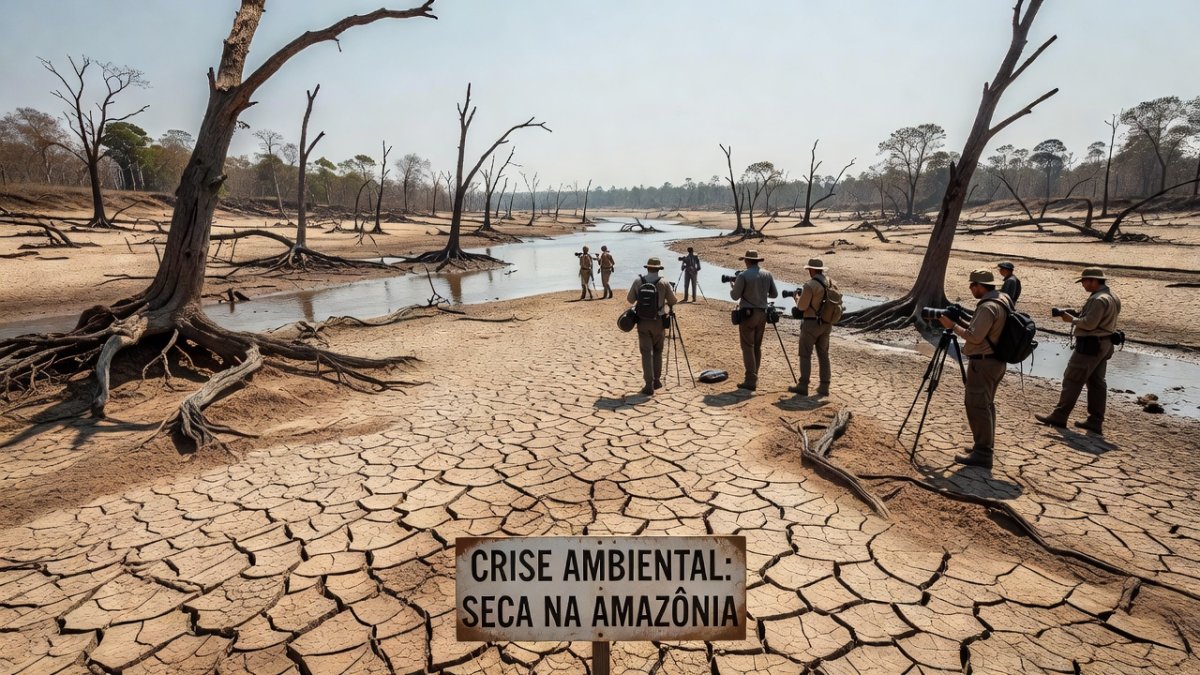 Drought-stricken Amazon rainforest riverbed during El Niño