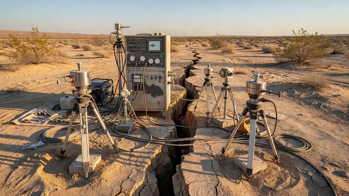 Seismic monitoring equipment near the San Andreas Fault