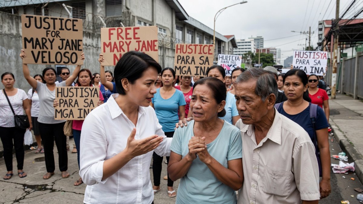 Gabriela Party-list Representative Sarah Elago joins the Veloso family and supporters in their call for Mary Jane's release
