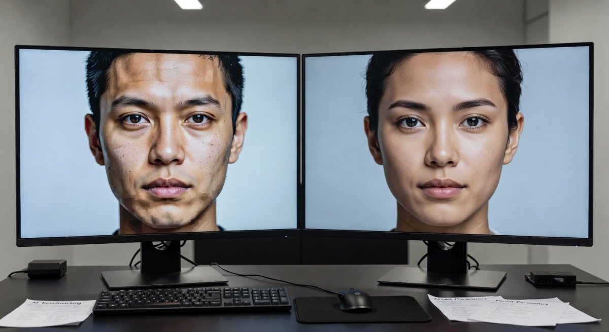 Side-by-side comparison of open-source AI image output versus commercial service results
