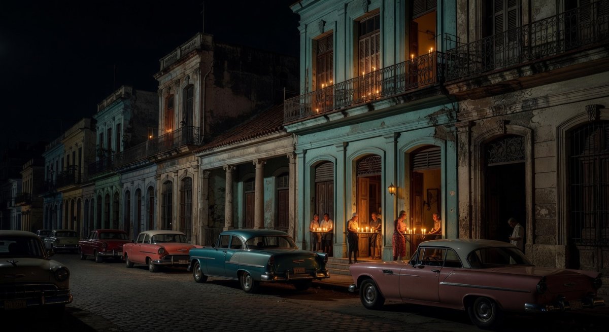 Dark streets in Havana during rolling blackouts as Cuba faces fuel shortages