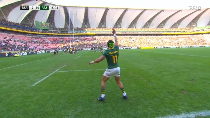 Springboks players celebrate at Nelson Mandela Bay Stadium in Gqeberha