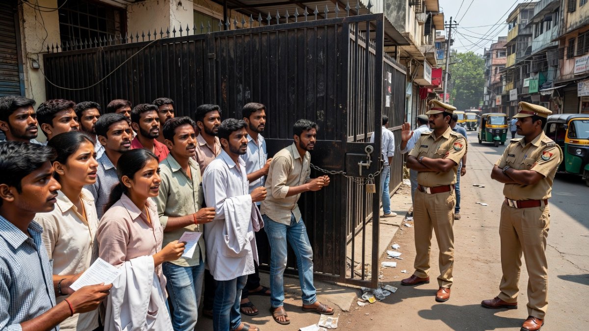 Medical aspirants at NEET examination centre in Bengaluru