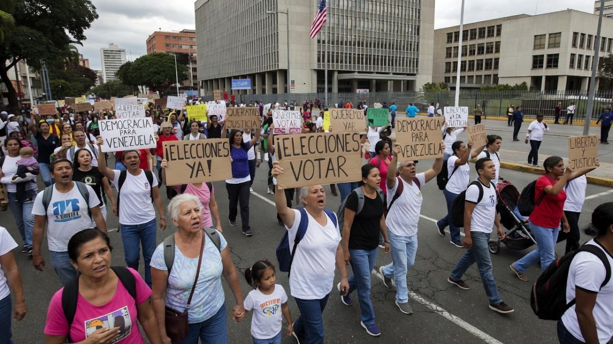 Venezuelans March for Elections Five Months After Maduro...