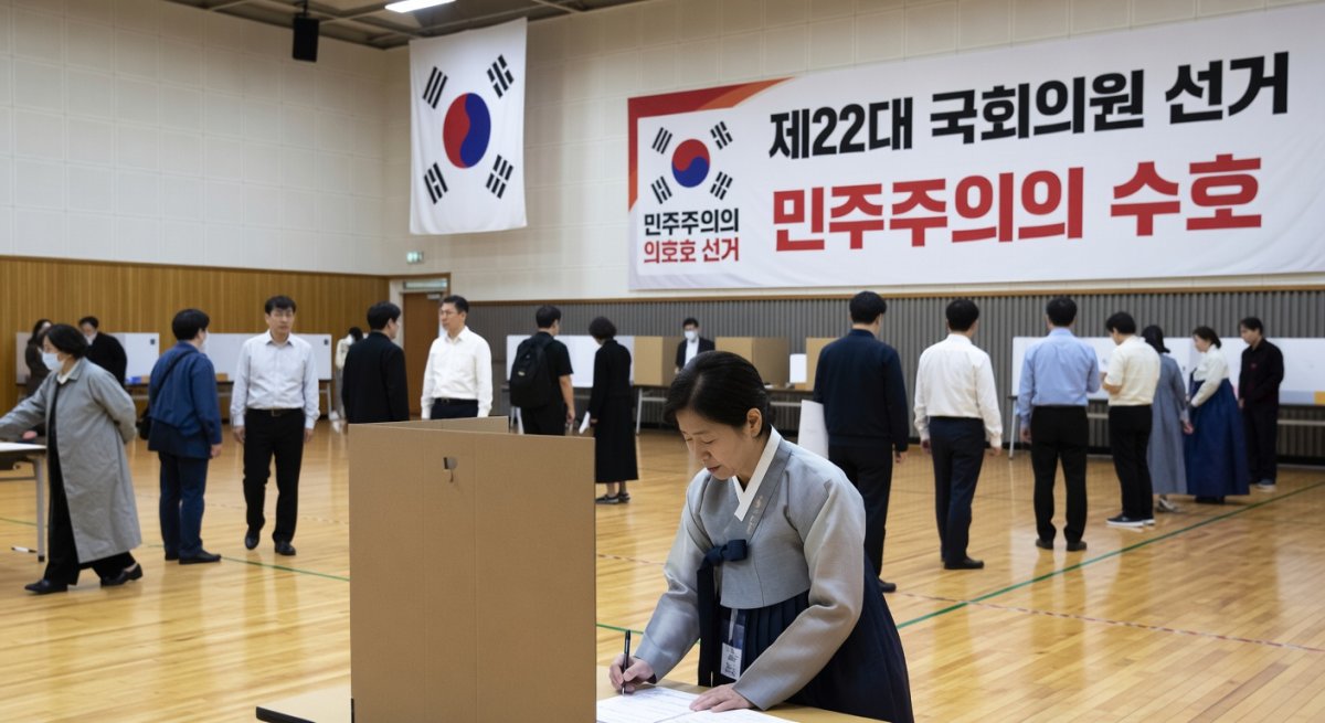 South Korean voters casting ballots at a polling station in Seoul during the June 3 local elections