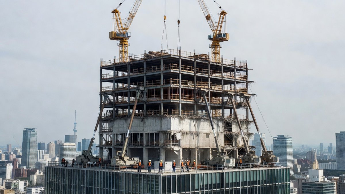 Top-down demolition of high-rise building