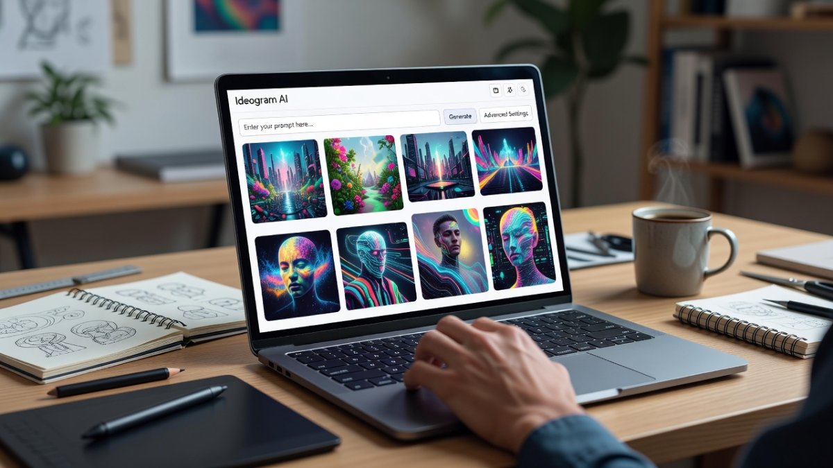 Ideogram 4 AI image generation interface on laptop screen