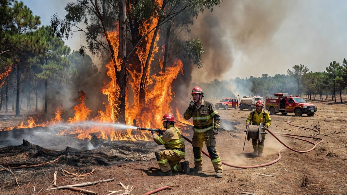 CONAF brigadistas battling forest fires in Chile amid drought conditions