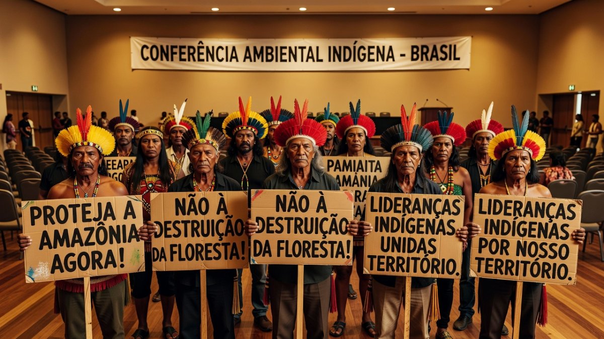 Indigenous activists and leaders protesting at COP30 in Belém, demanding stronger climate action