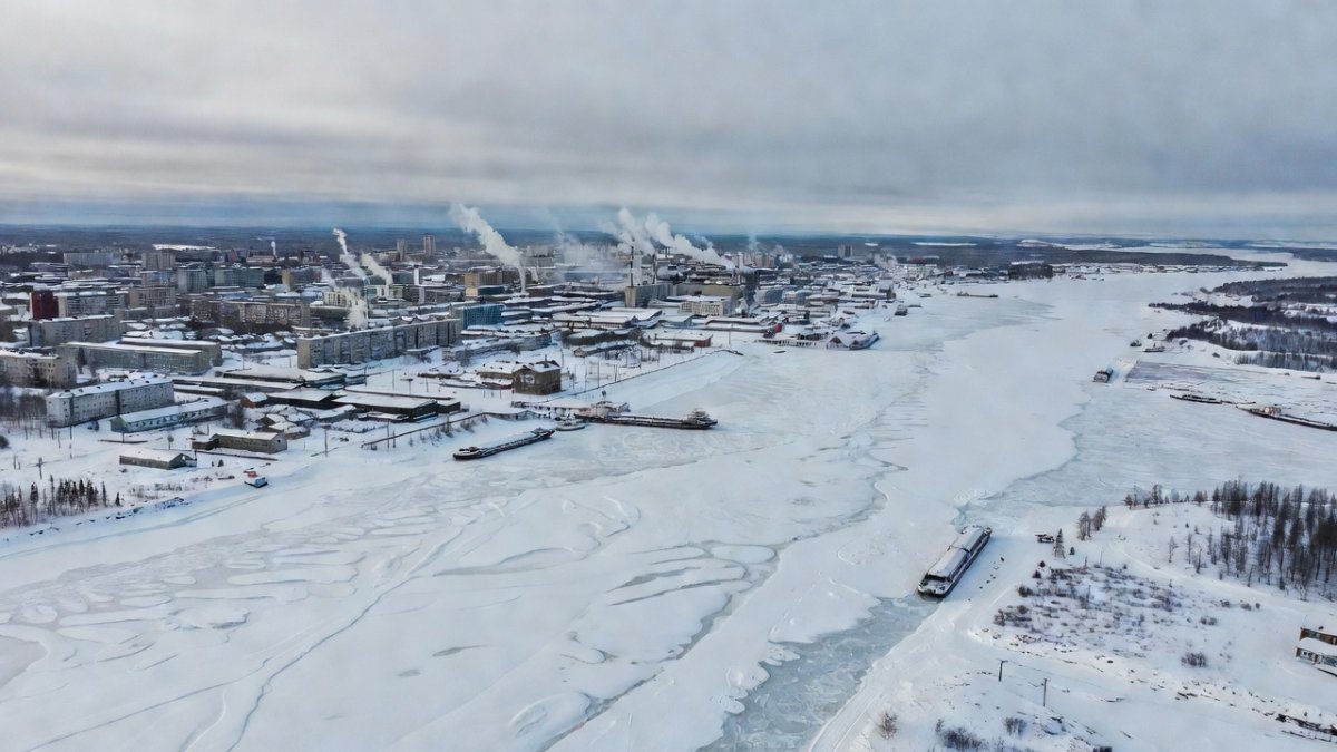 Aerial view of Yakutsk, eastern Siberia, Russia