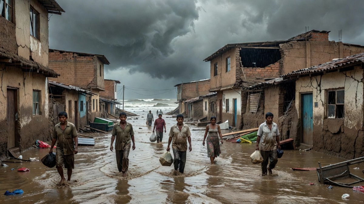 Flooded streets in coastal Peru during El Niño