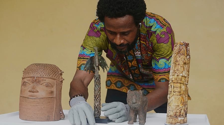 The National Museum Lagos gallery features artefacts arranged chronologically from the Nok culture to the Benin Bronzes