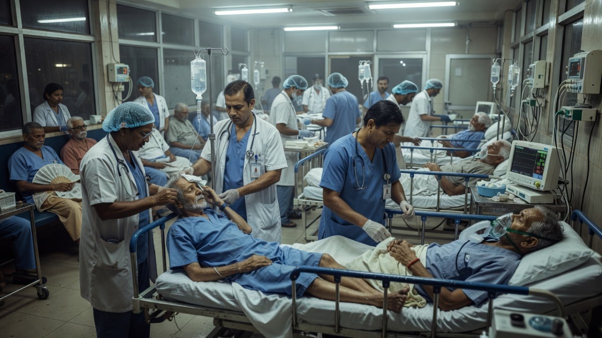 Indian hospital emergency room treating heat-related illness