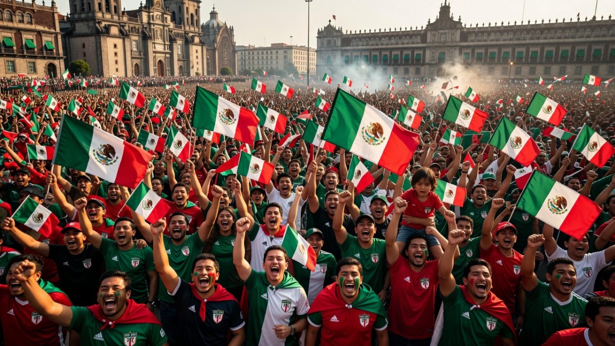 Mexican fans celebrating El Tri World Cup victory