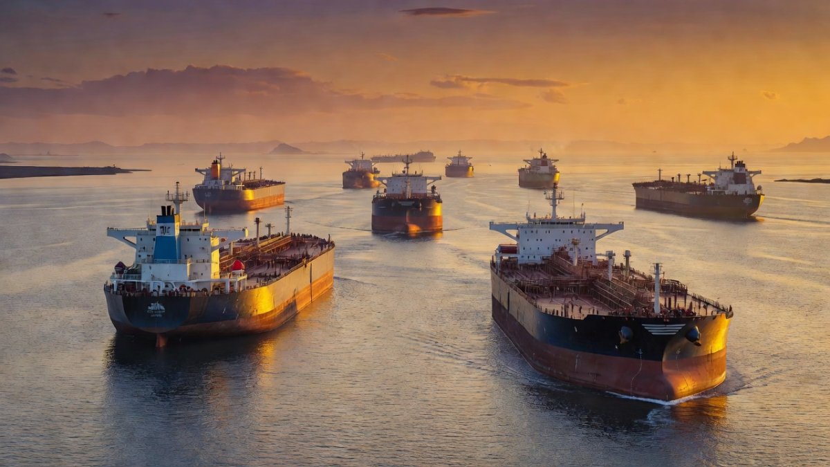 Oil tankers navigating the Strait of Hormuz