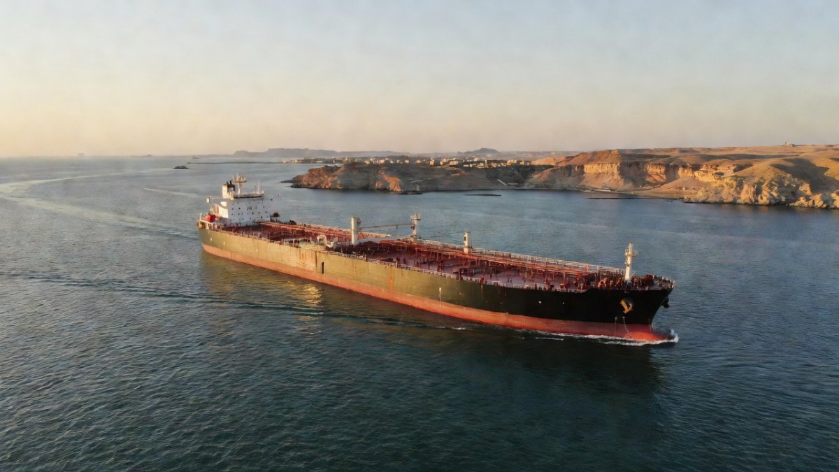 Oil tanker navigating the Strait of Hormuz