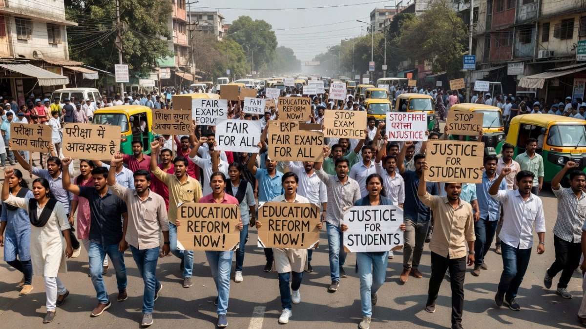 Student protesters gathered in Delhi demanding education reform and resignation of Education Minister over NEET and CBSE exam leaks