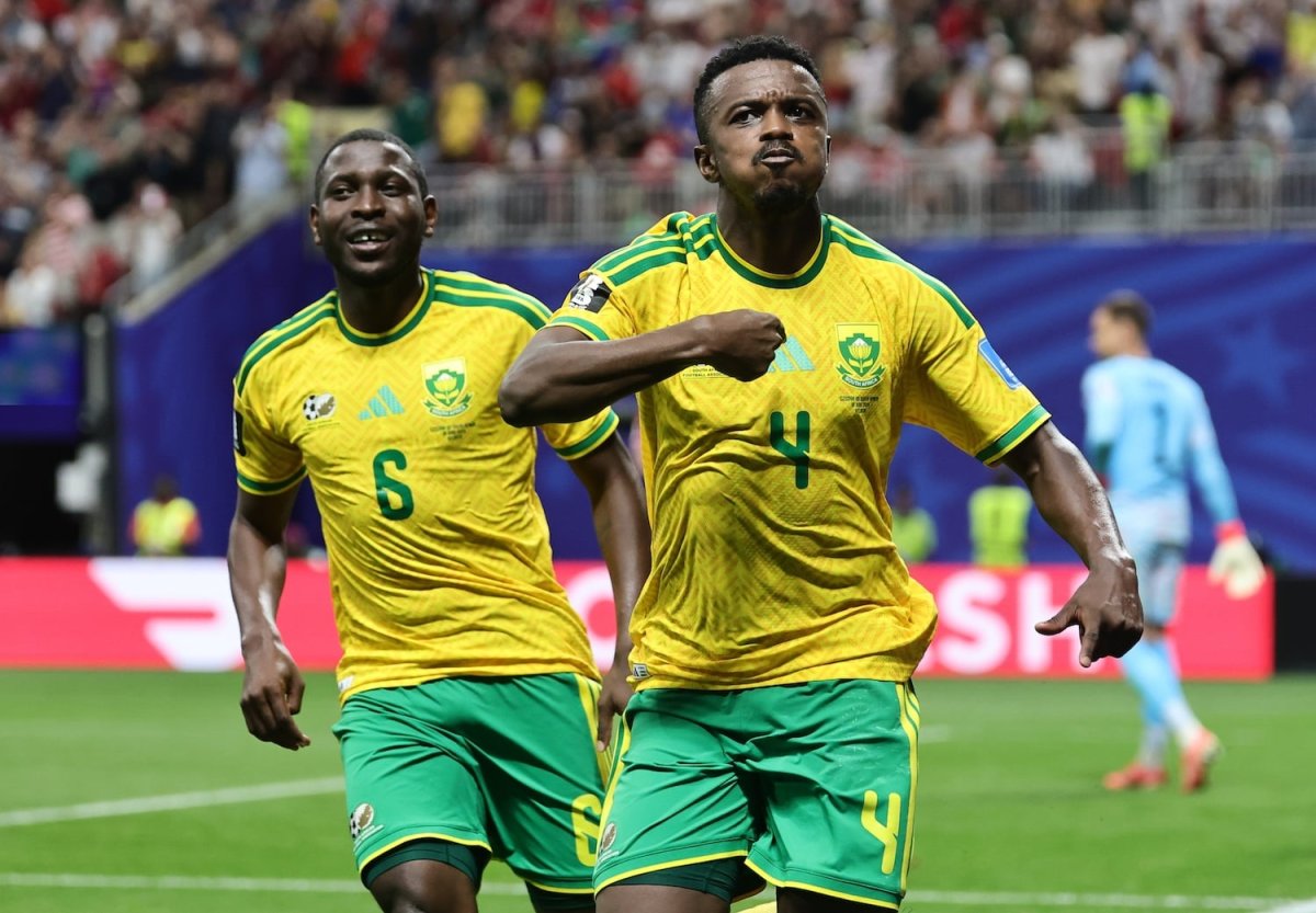 Teboho Mokoena scores the penalty for Bafana Bafana against Czechia at the 2026 FIFA World Cup in Atlanta