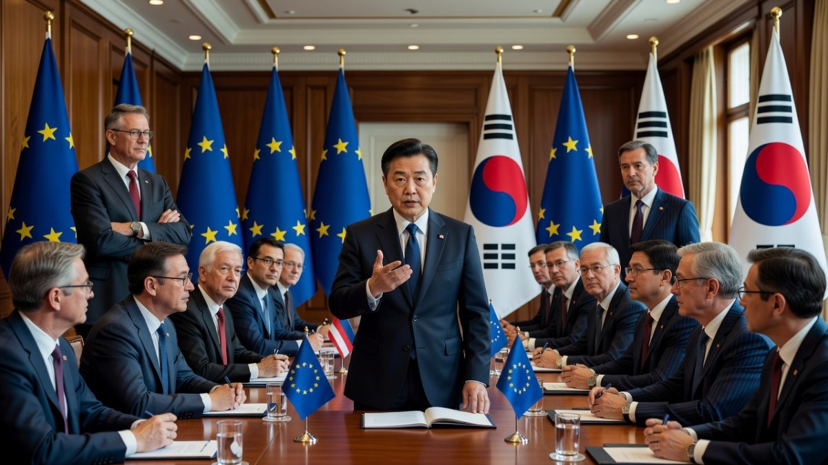 President Lee Jae-myung with EU leaders in Brussels