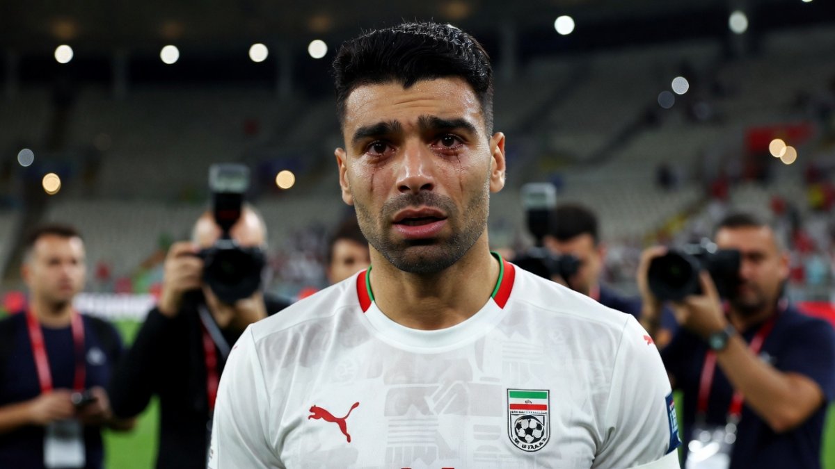 Iran captain Mehdi Taremi speaking after a World Cup 2026 match