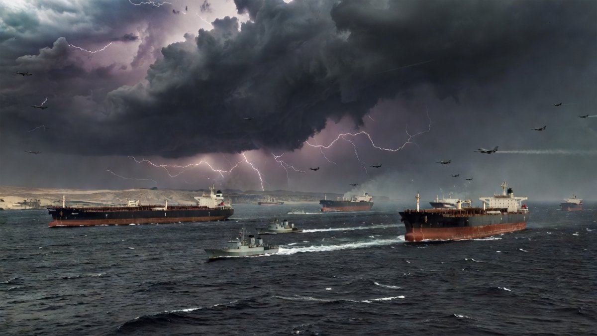 Strait of Hormuz shipping lanes under Iranian closure