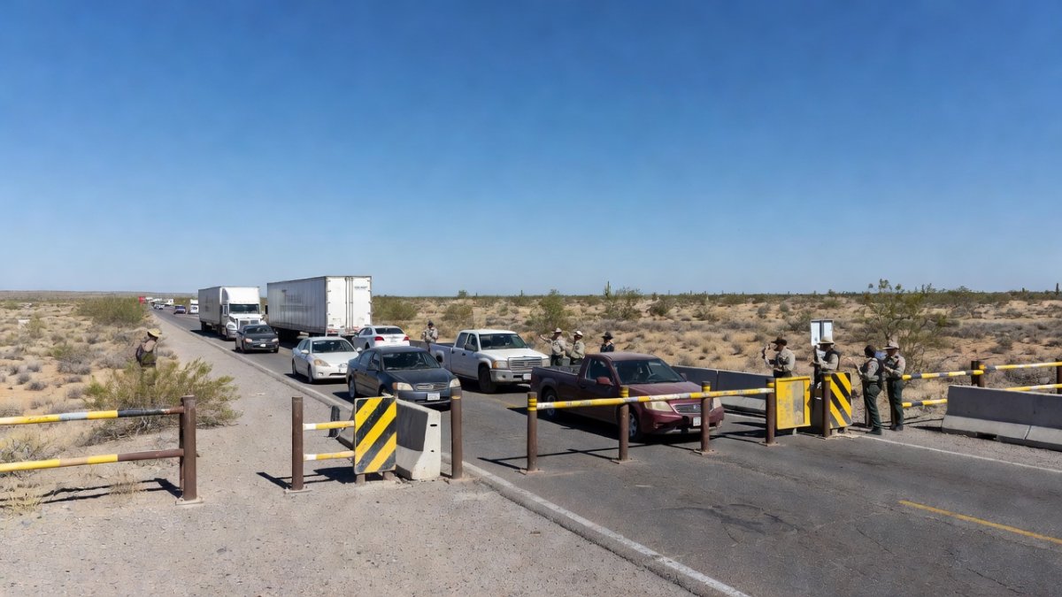 US-Mexico border checkpoint, documentary view