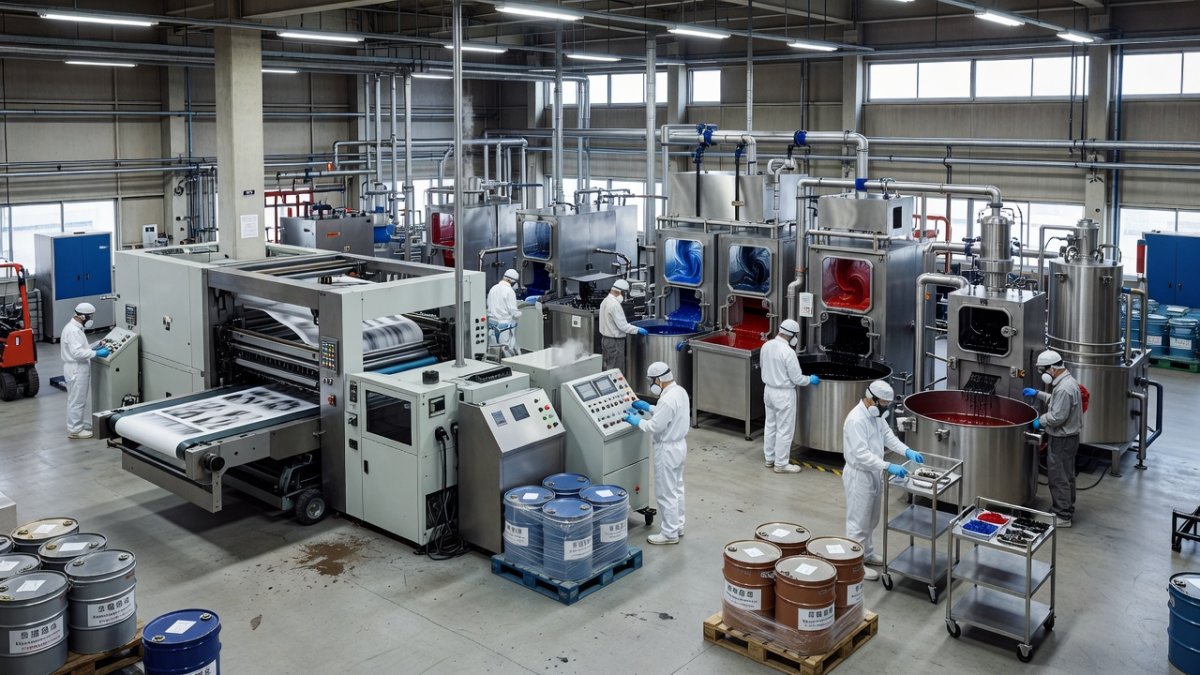 Japanese factory producing synthetic inks